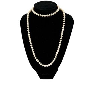 Mikimoto Akoya Pearl Necklace 26” Silver Clasp